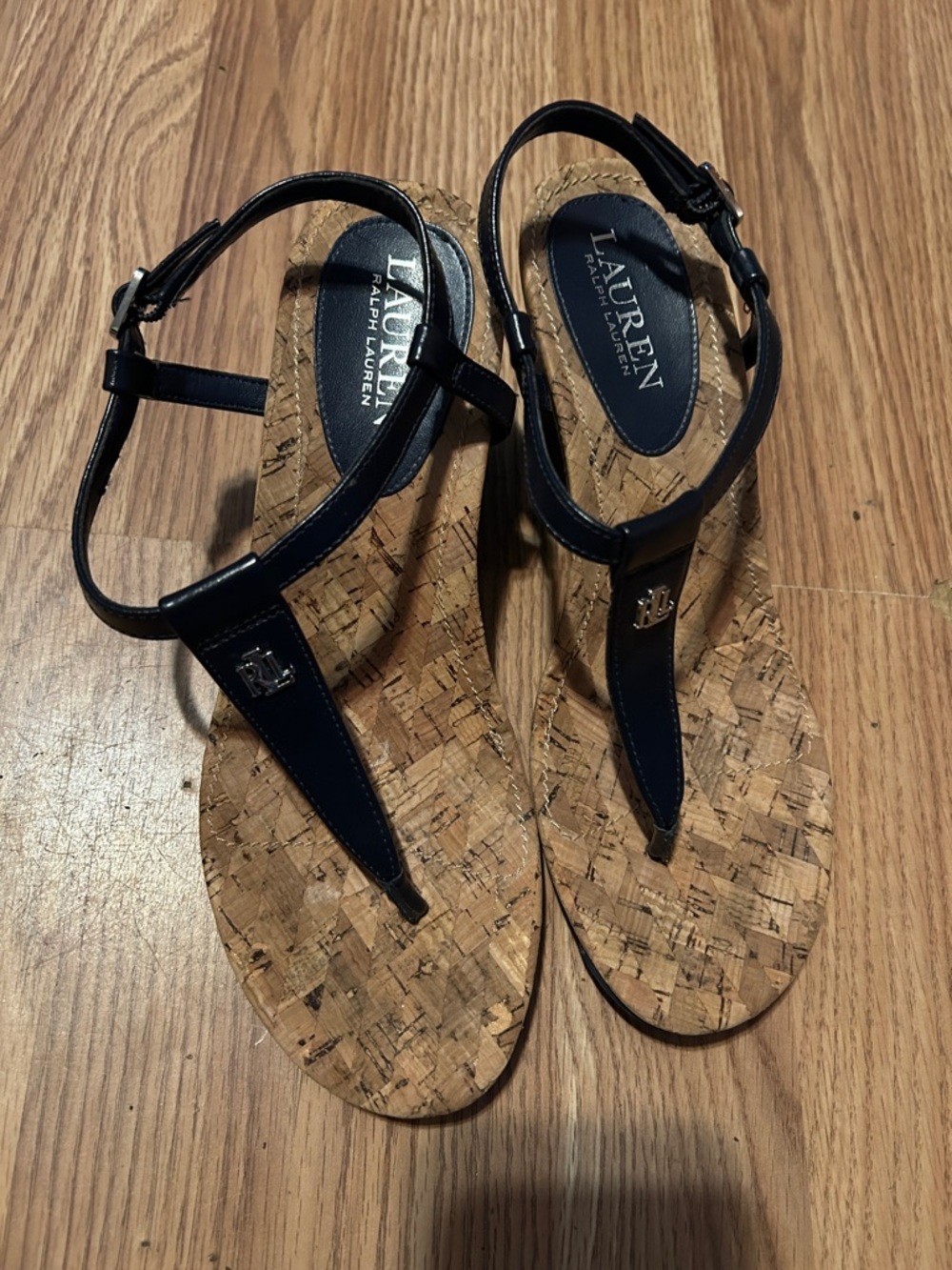 Lauren Ralph Lauren dark blue  T-Strap Cork Sandals